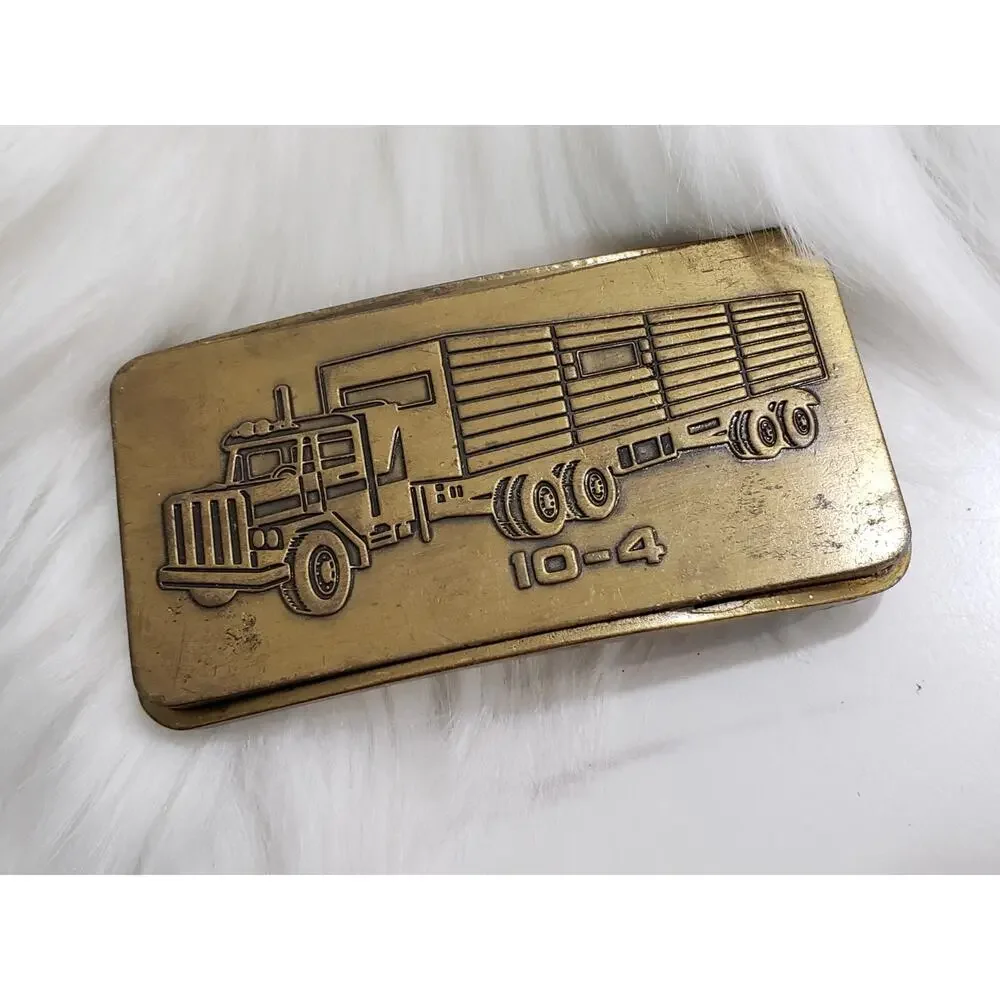 10-4 Truckers Brass Belt Buckle Vintage Semi‎ Truck CB Radio